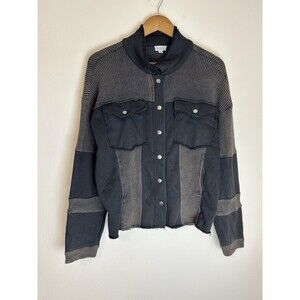 POL Jacket Womens S Gray Waffle Thermal  Multimedia Lagenlook Artsy Boho Grunge